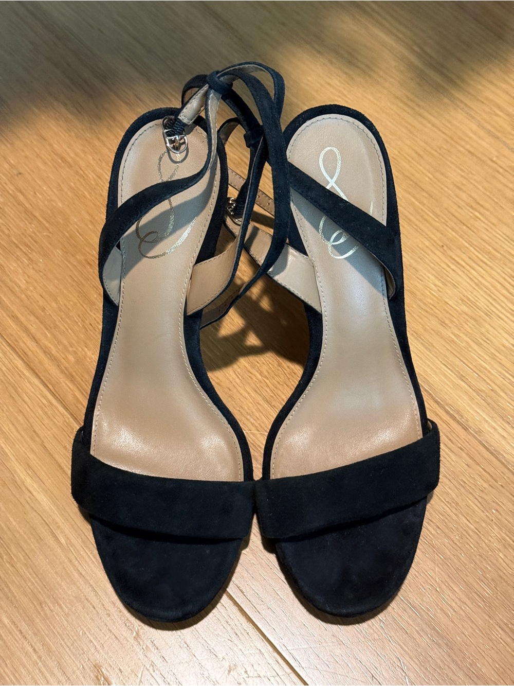 Sam Edelman Black Suede Ankle-Tie Heels
